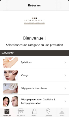 Application mobile de l'Institut A Corps Parfait